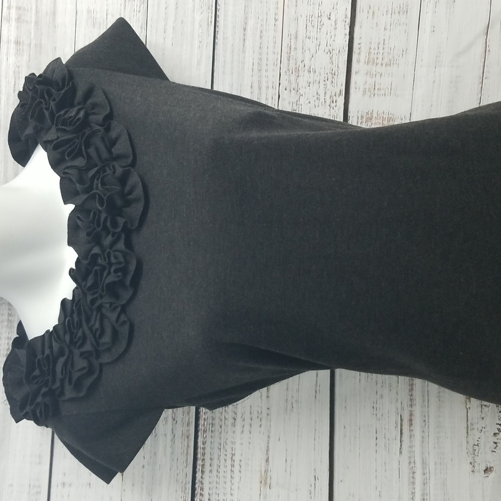 Cache Gray Dress with Ruffle Neck - Picture 5 of 8